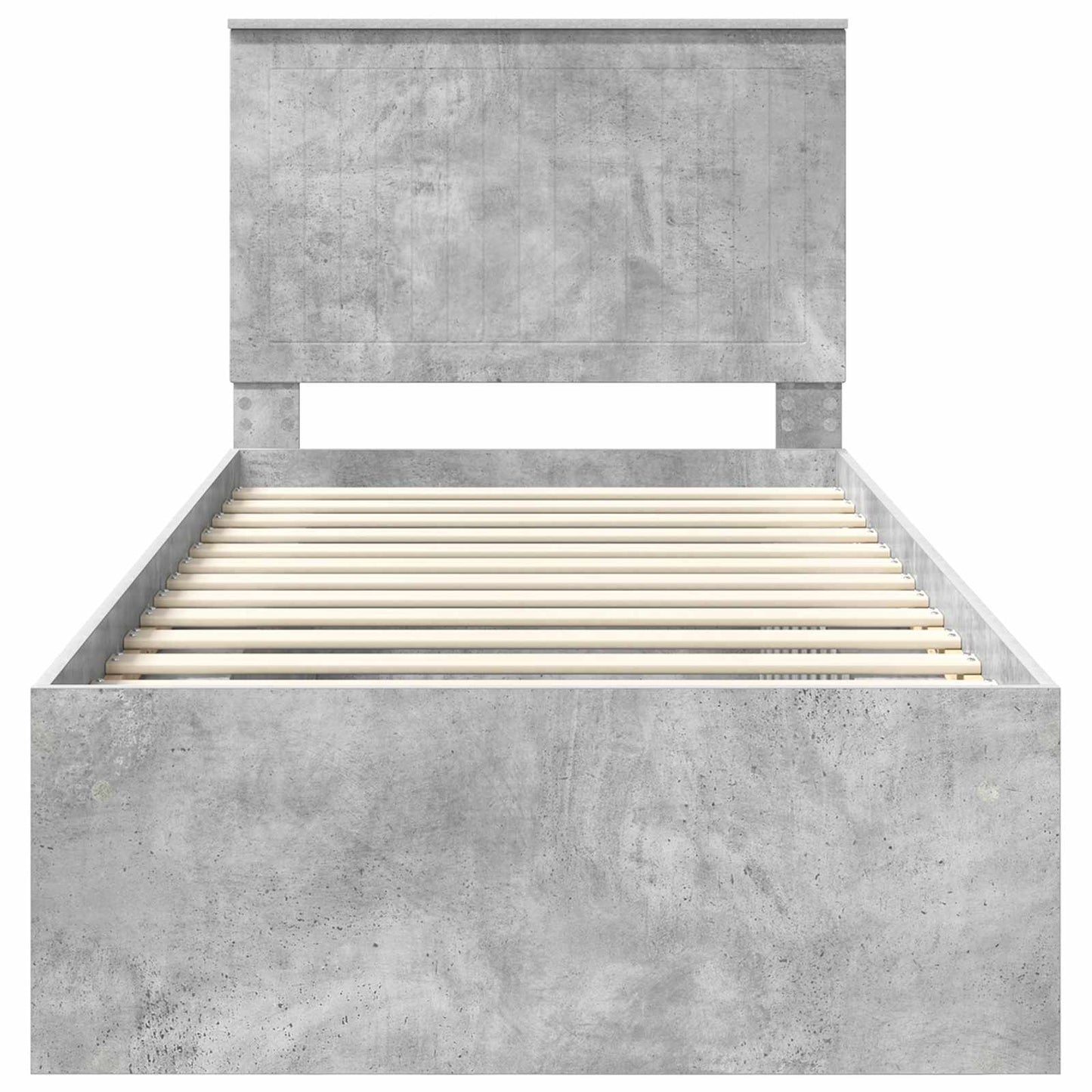 Sengestamme med hodegjerde Betong 90 x 200 cm Massiv furu