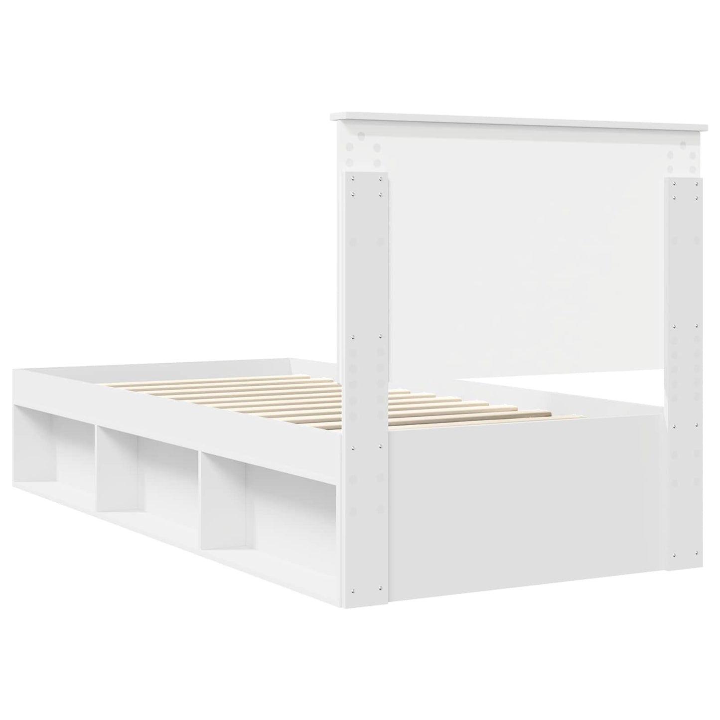 Sengestamme med hodegjerde Hvit 90 x 190 cm Massiv furu