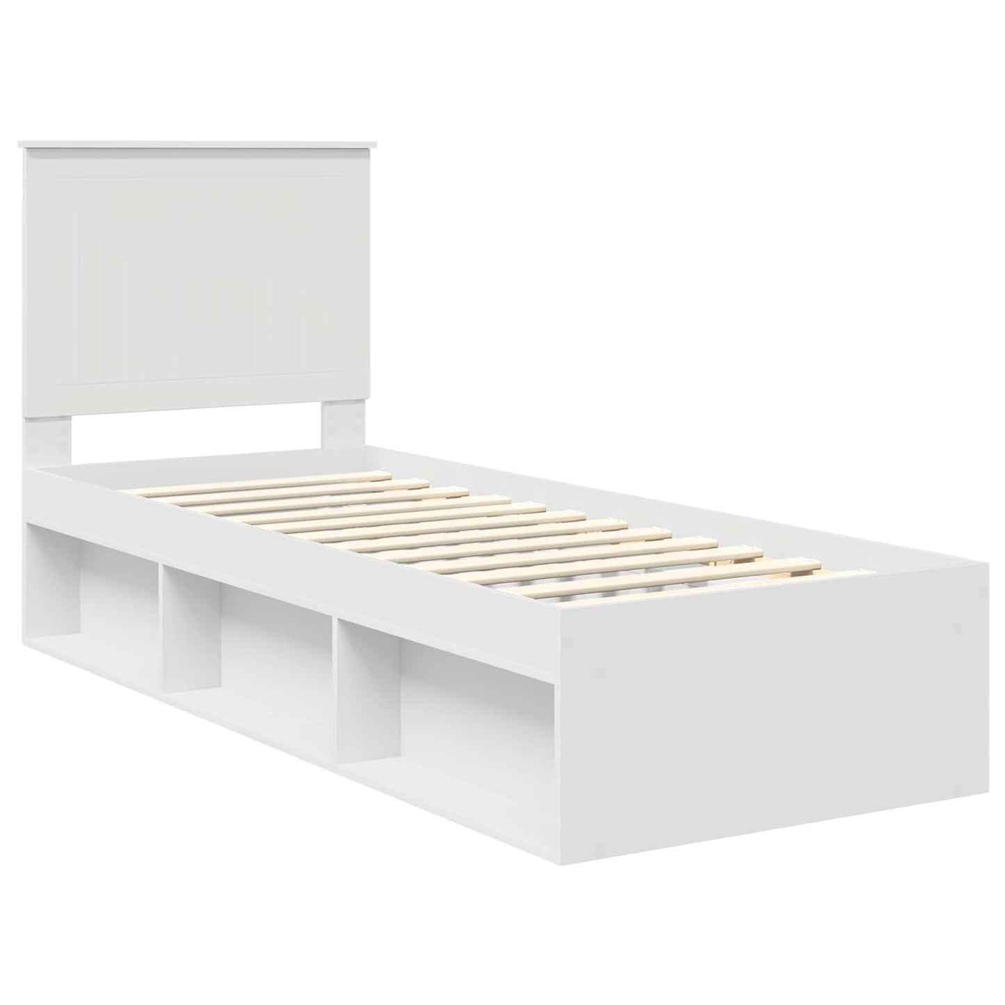 Sengestamme med hodegjerde Hvit 75 x 190 cm Massiv furu