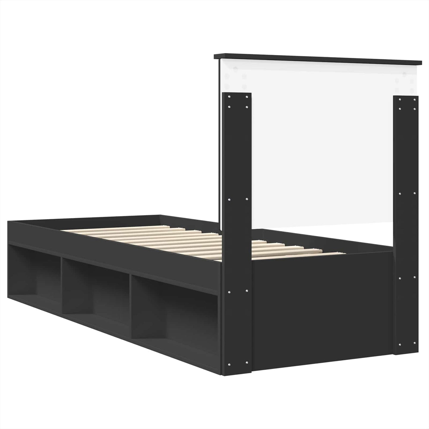 Sengestamme med hodegjerde Svart 75 x 190 cm Massiv furu