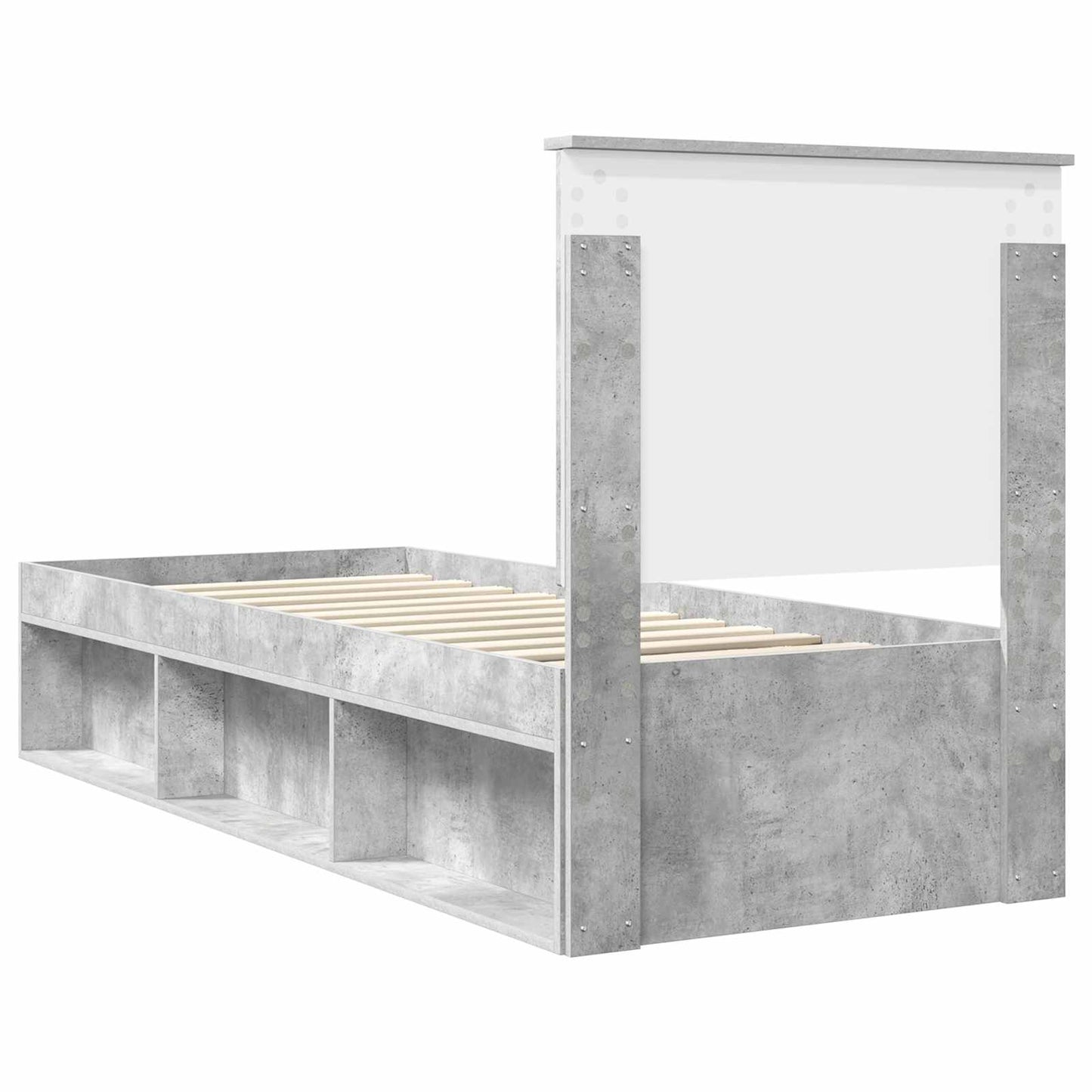 Sengestamme med hodegjerde Betonggrå 75 x 190 cm Massiv furu