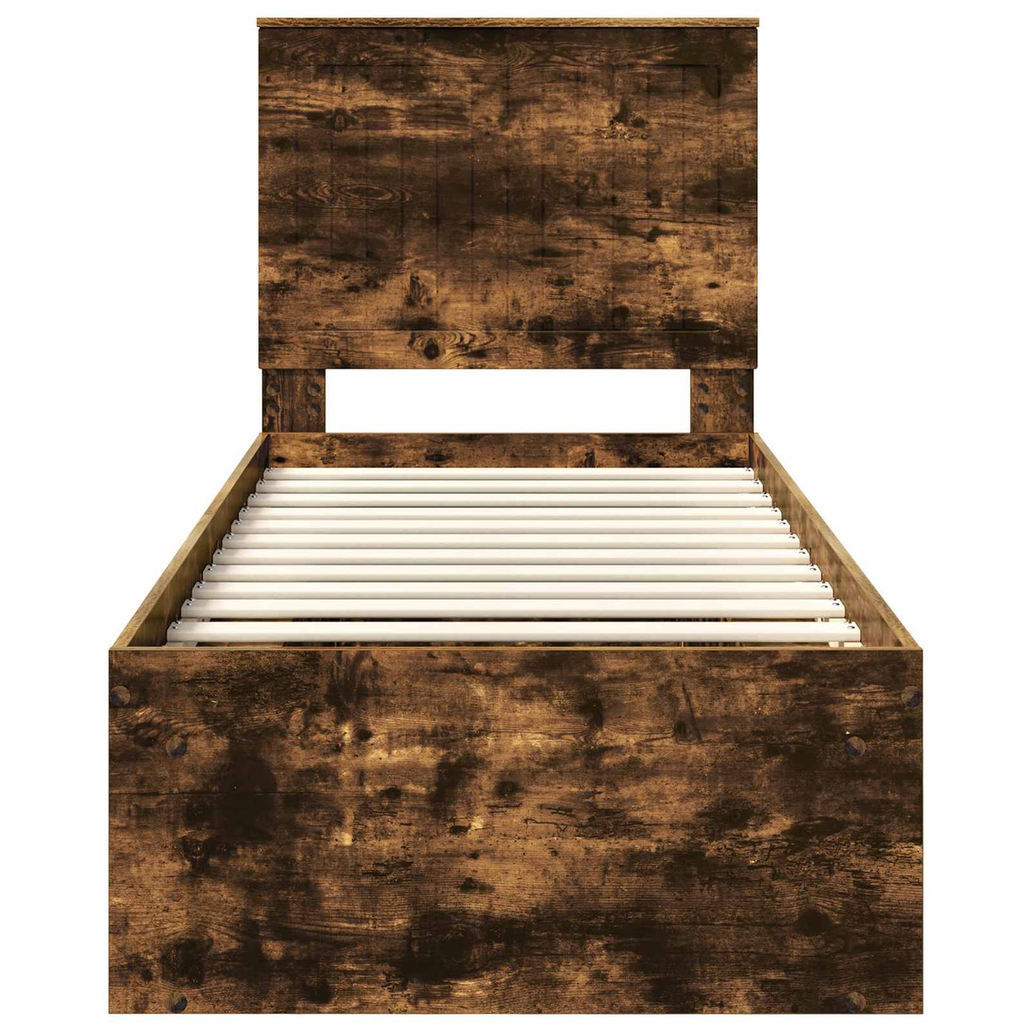 Sengestamme med hodegjerde Røkt eik 75 x 190 cm Massiv furu