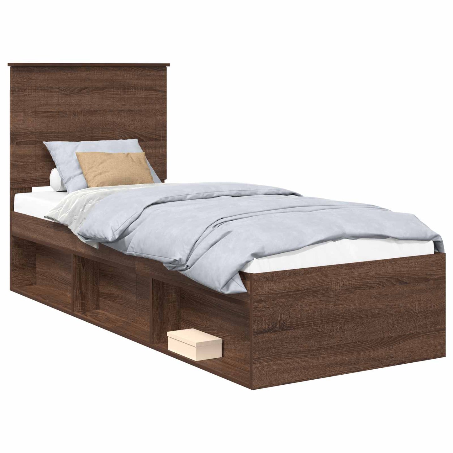 Sengestamme med hodegjerde Brun Eik 75 x 190 cm Massiv furu