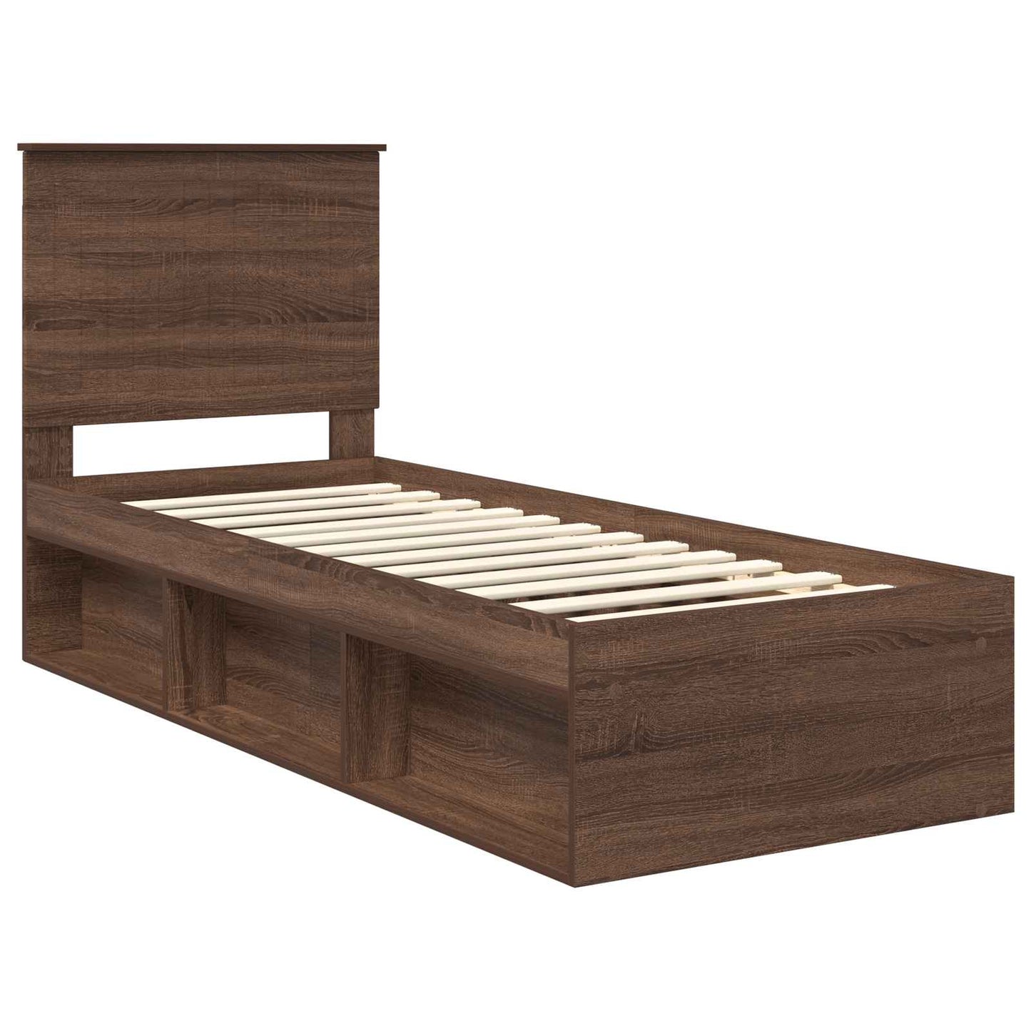 Sengestamme med hodegjerde Brun Eik 75 x 190 cm Massiv furu