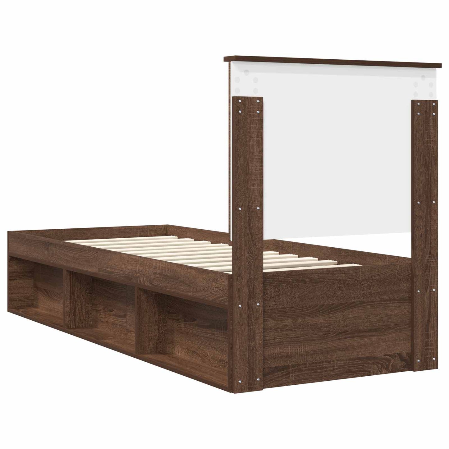 Sengestamme med hodegjerde Brun Eik 75 x 190 cm Massiv furu