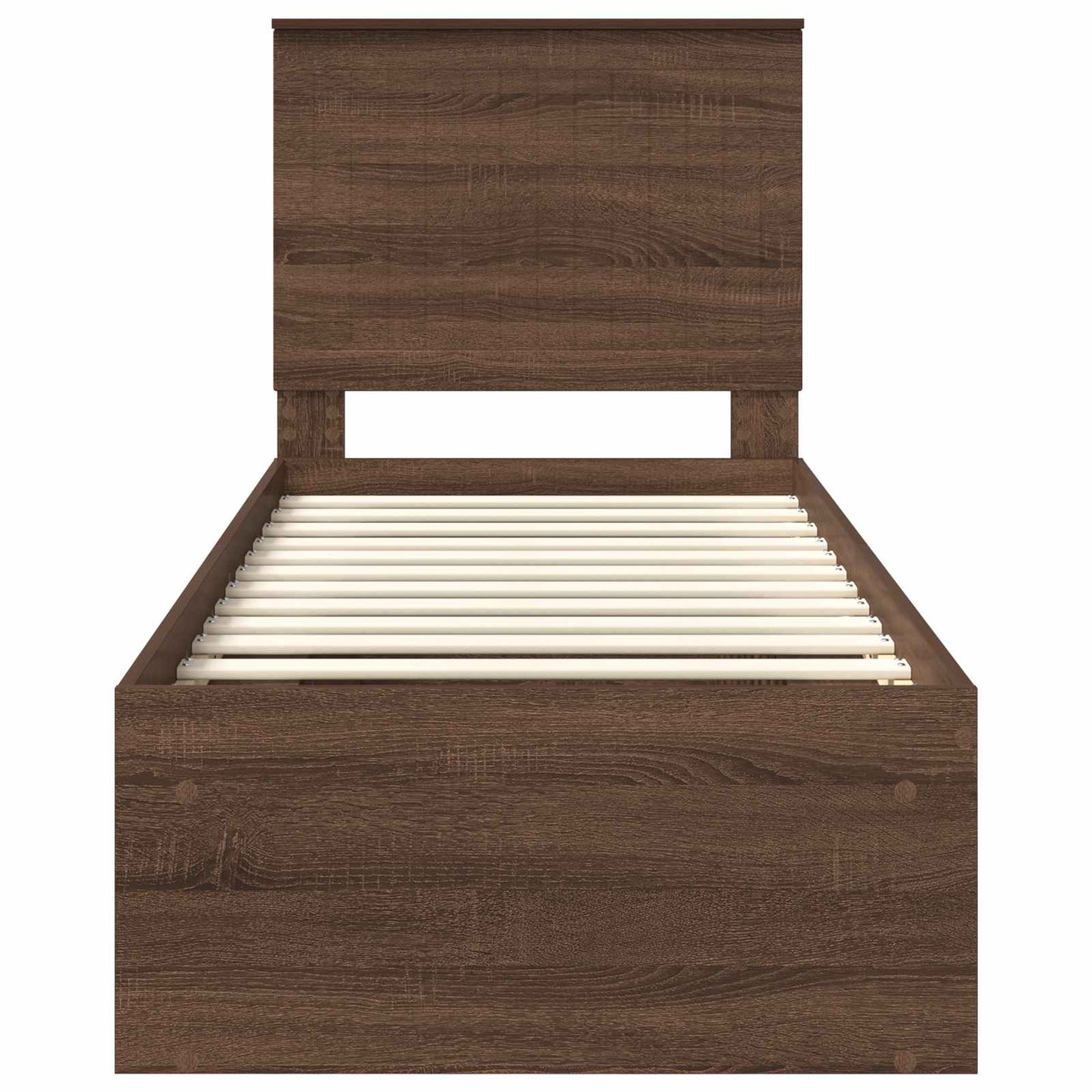 Sengestamme med hodegjerde Brun Eik 75 x 190 cm Massiv furu