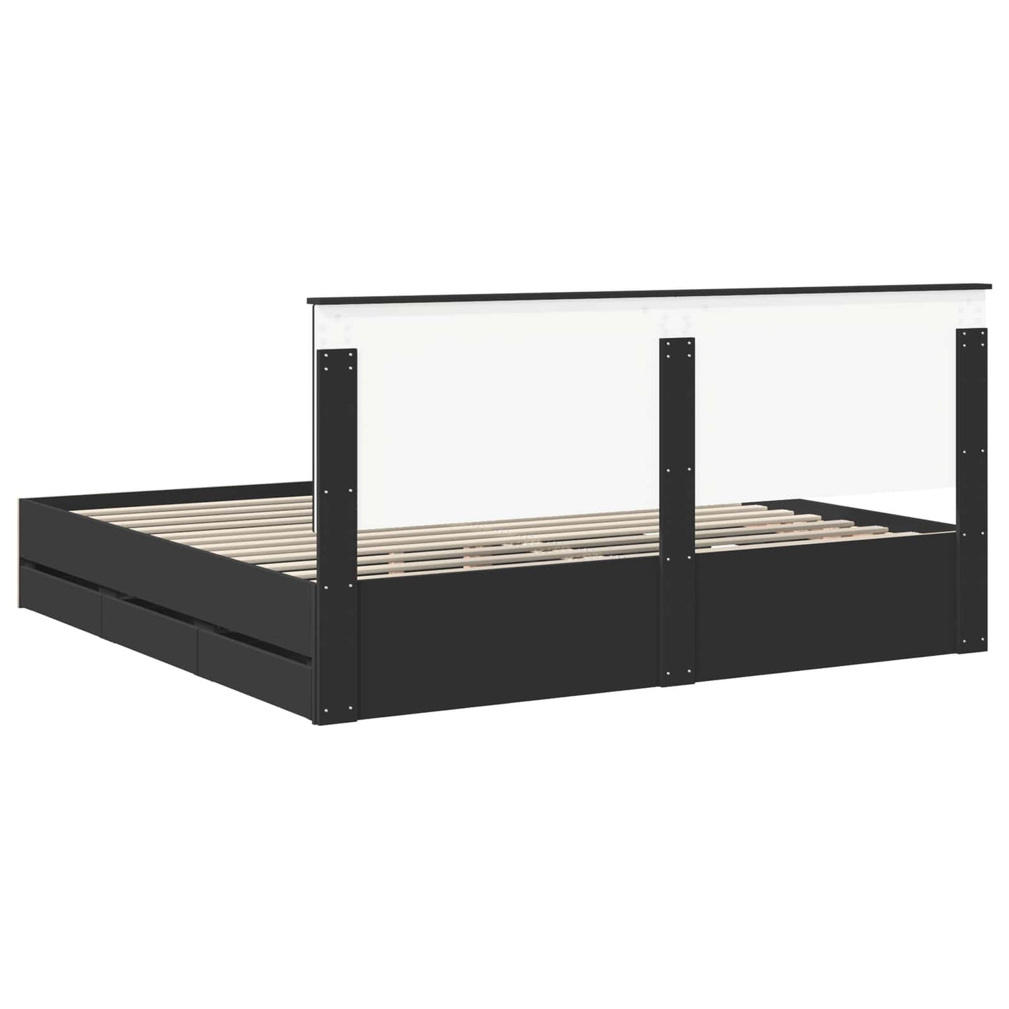 Sengestamme med skuff Svart 200 x 200 cm Ingeniørtre