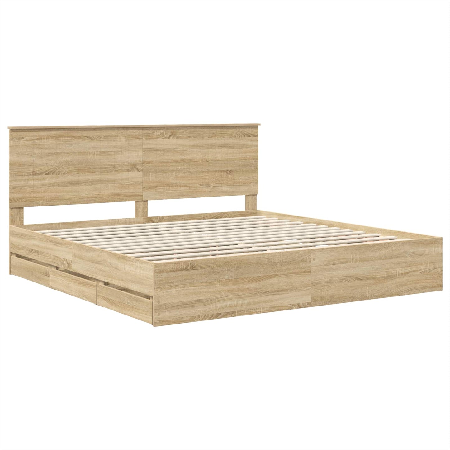 Sengestamme med skuff Sonoma eik 200 x 200 cm Ingeniørtre