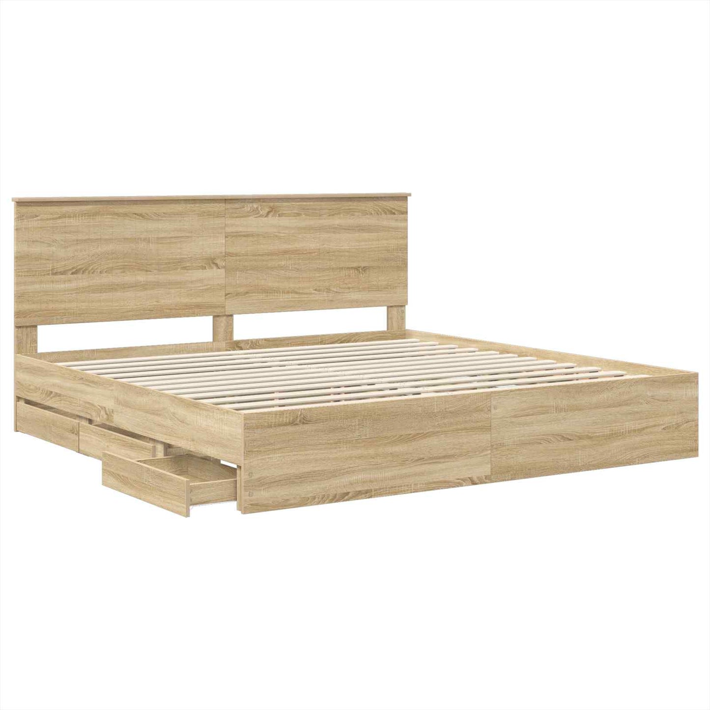 Sengestamme med skuff Sonoma eik 200 x 200 cm Ingeniørtre