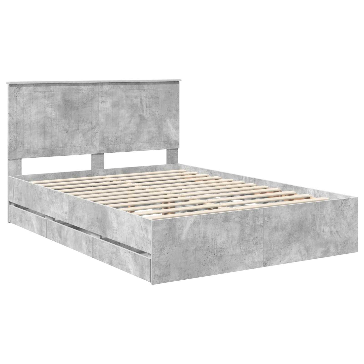 Sengestamme med skuff Betonggrå 140 x 190 cm Ingeniørtre