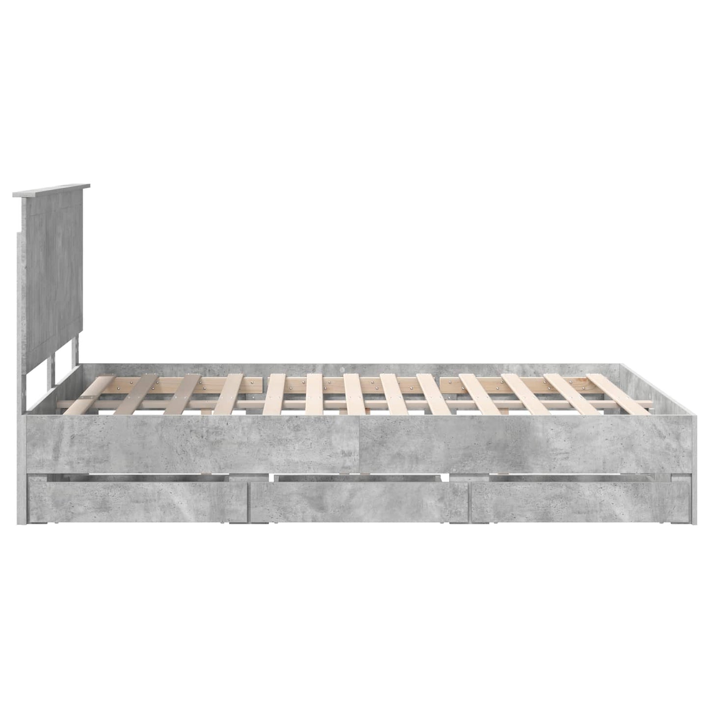 Sengestamme med skuff Betonggrå 135 x 190 cm Ingeniørtre