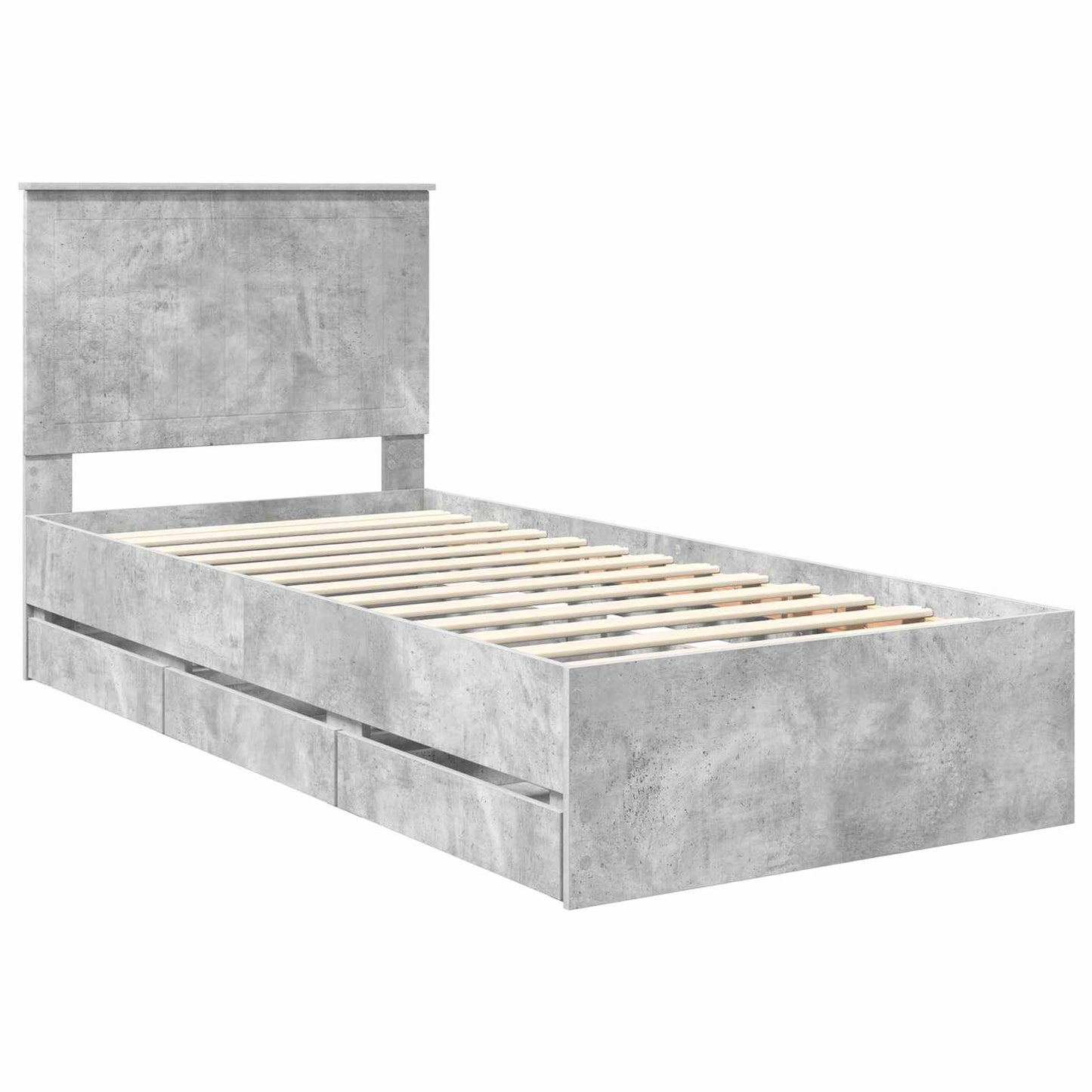 Sengestamme med skuff Betonggrå 90 x 200 cm Ingeniørtre