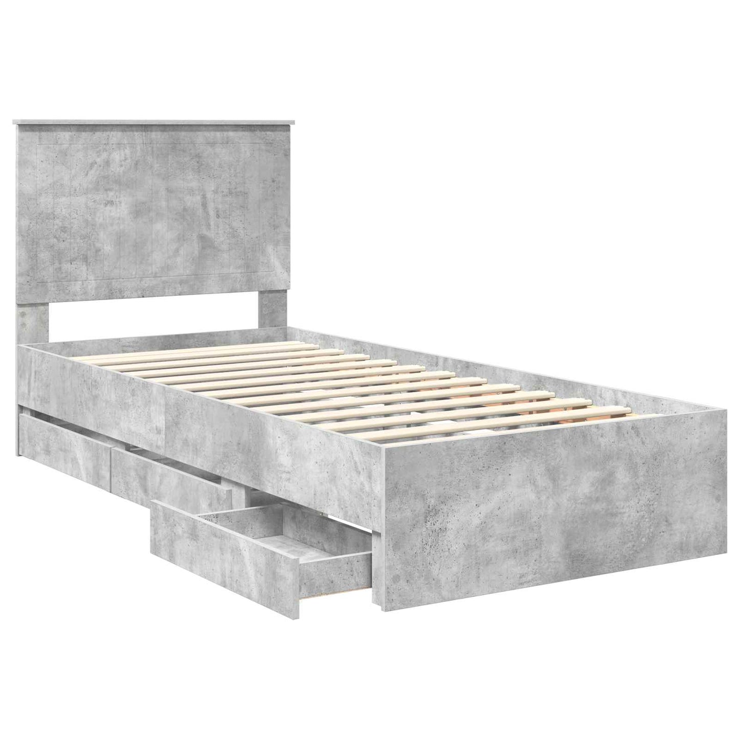 Sengestamme med skuff Betonggrå 90 x 200 cm Ingeniørtre