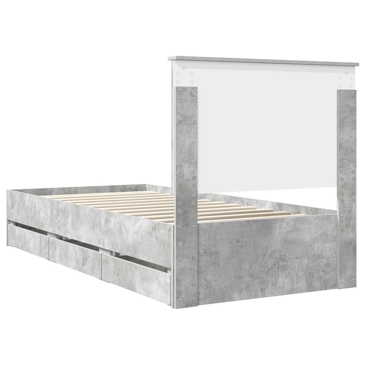 Sengestamme med skuff Betonggrå 90 x 200 cm Ingeniørtre