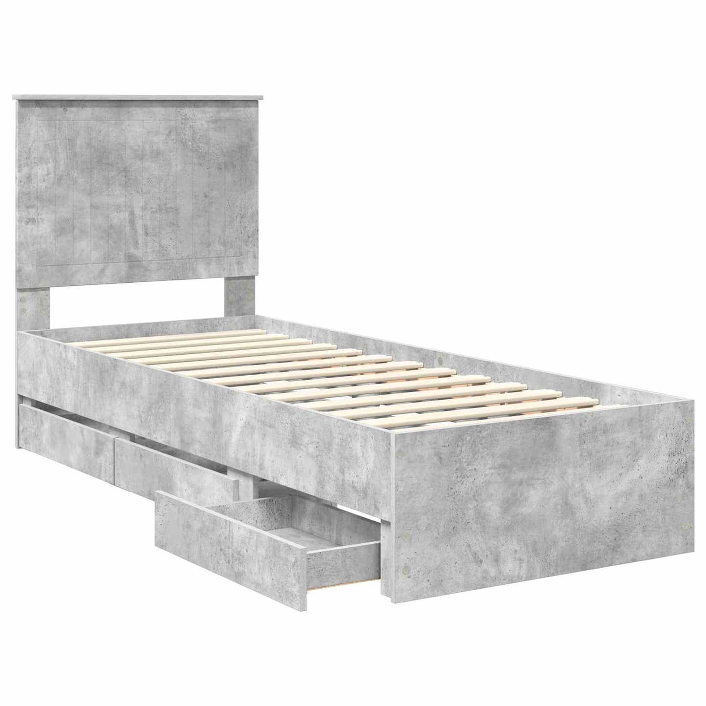 Sengestamme med skuff Betonggrå 75 x 190 cm Ingeniørtre