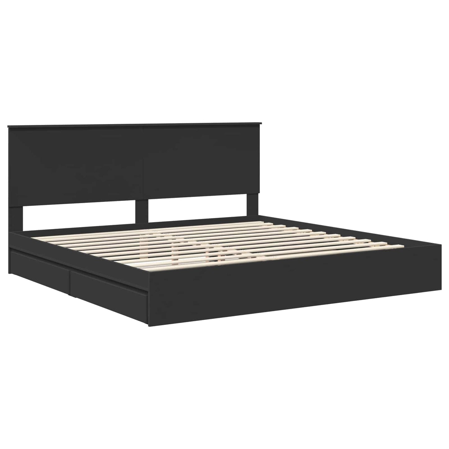 Seng med Oppbevaring Svart 200 x 200 cm Konstruert tre