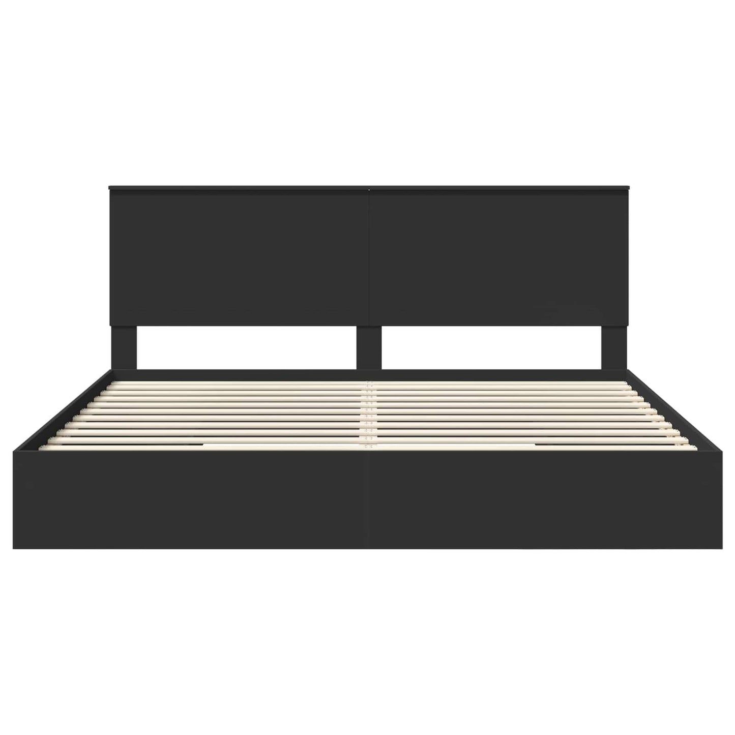 Seng med Oppbevaring Svart 200 x 200 cm Konstruert tre