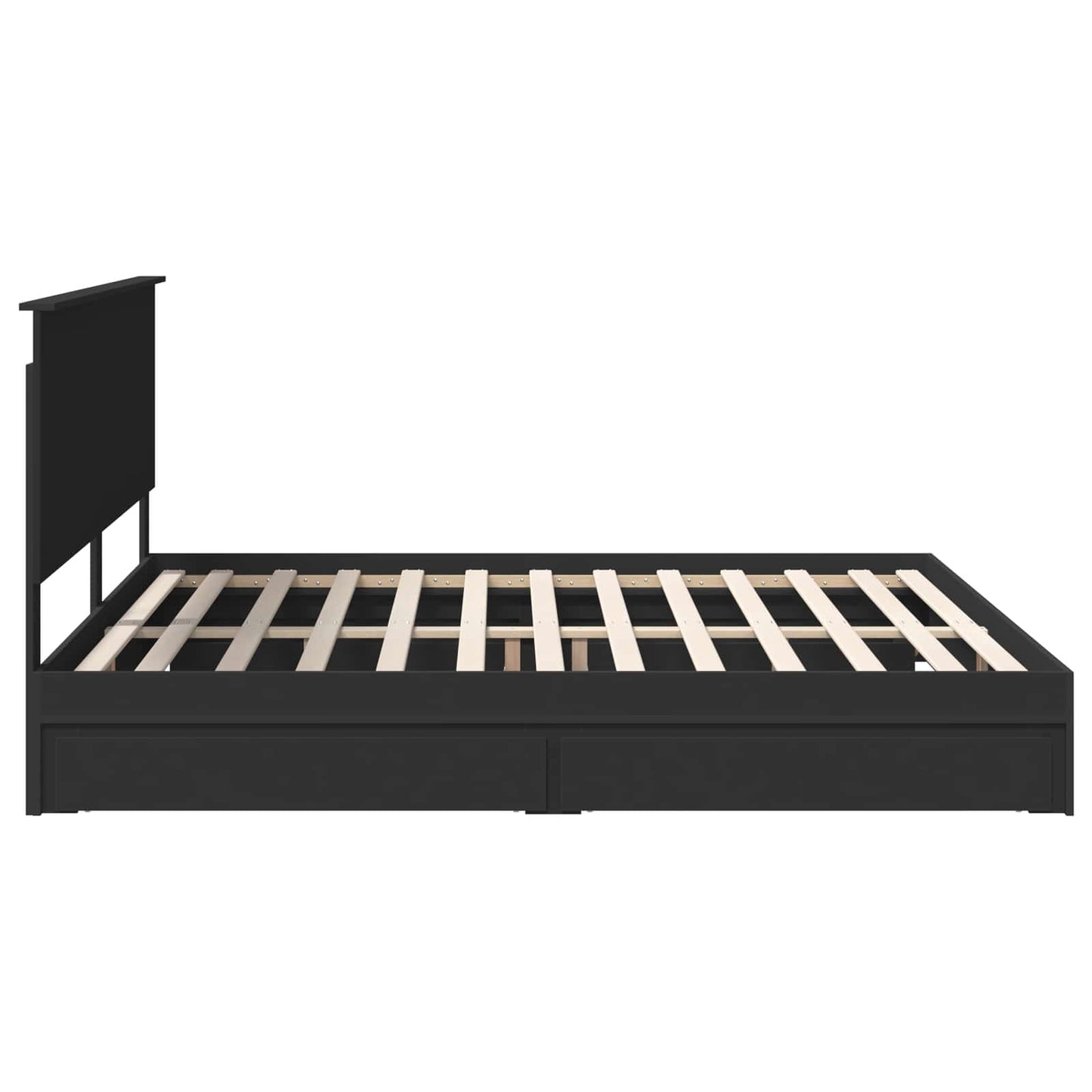 Seng med Oppbevaring Svart 200 x 200 cm Konstruert tre