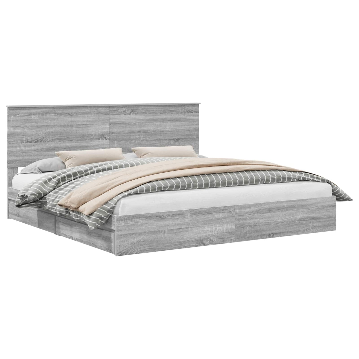 Seng med Oppbevaring Grå Sonoma 200 x 200 cm Konstruert tre