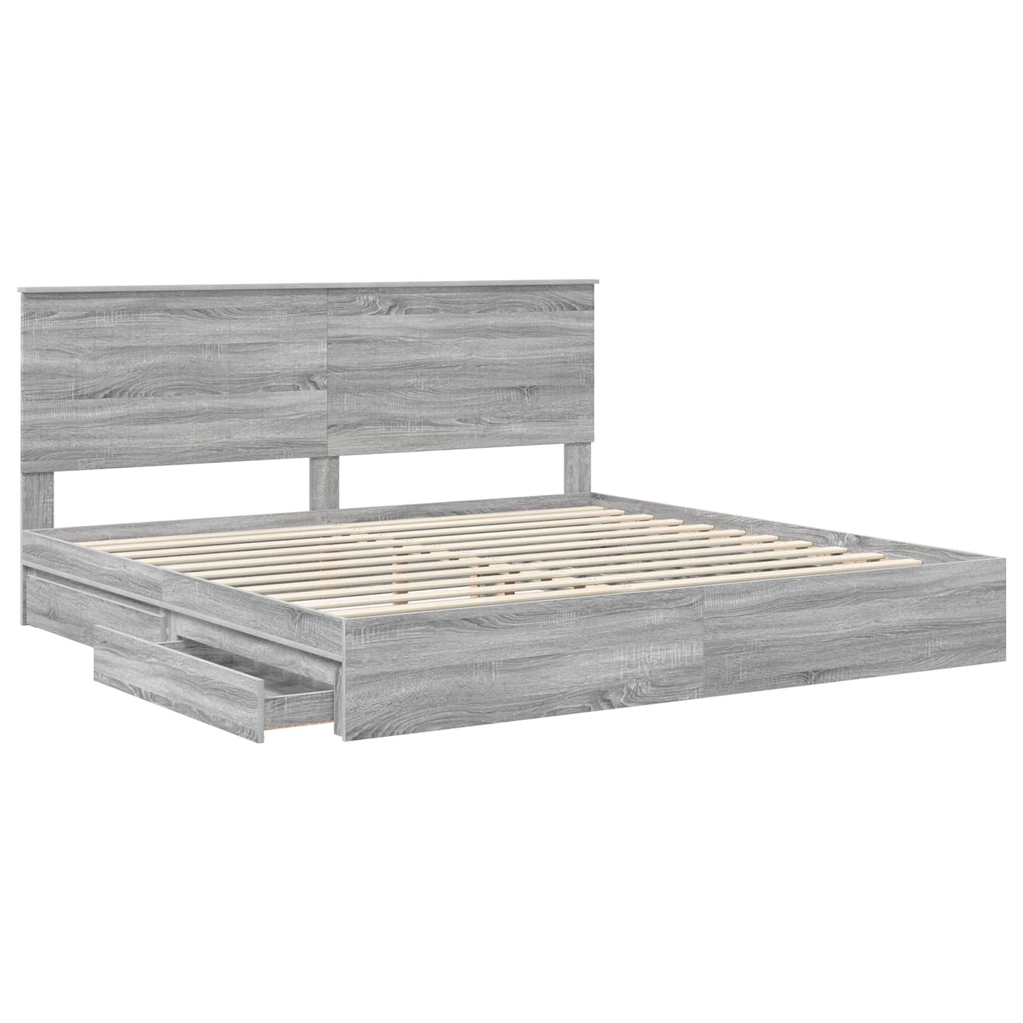 Seng med Oppbevaring Grå Sonoma 200 x 200 cm Konstruert tre
