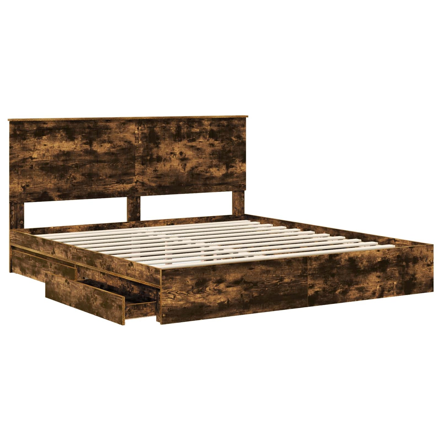 Seng med Oppbevaring Røkt eik 180 x 200 cm Konstruert tre vidaXL
