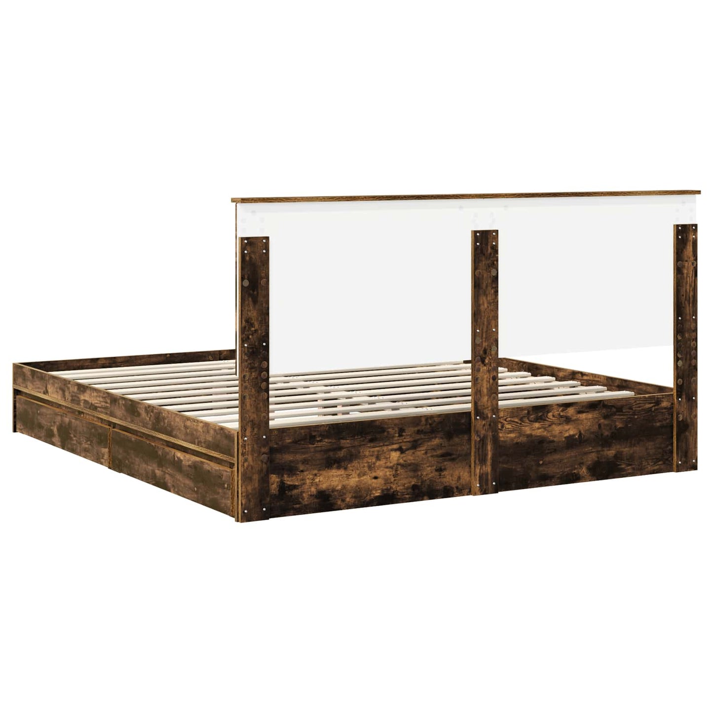 Seng med Oppbevaring Røkt eik 180 x 200 cm Konstruert tre vidaXL