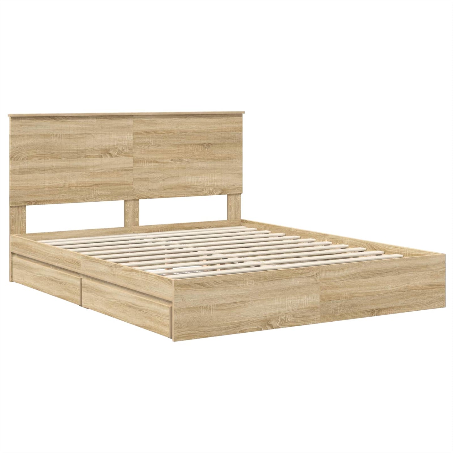 Seng med Oppbevaring Sonoma eik 160 x 200 cm Konstruert tre