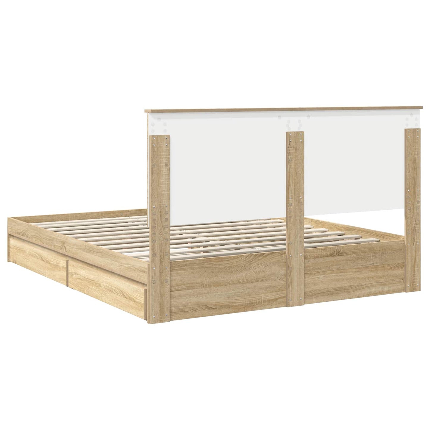 Seng med Oppbevaring Sonoma eik 160 x 200 cm Konstruert tre