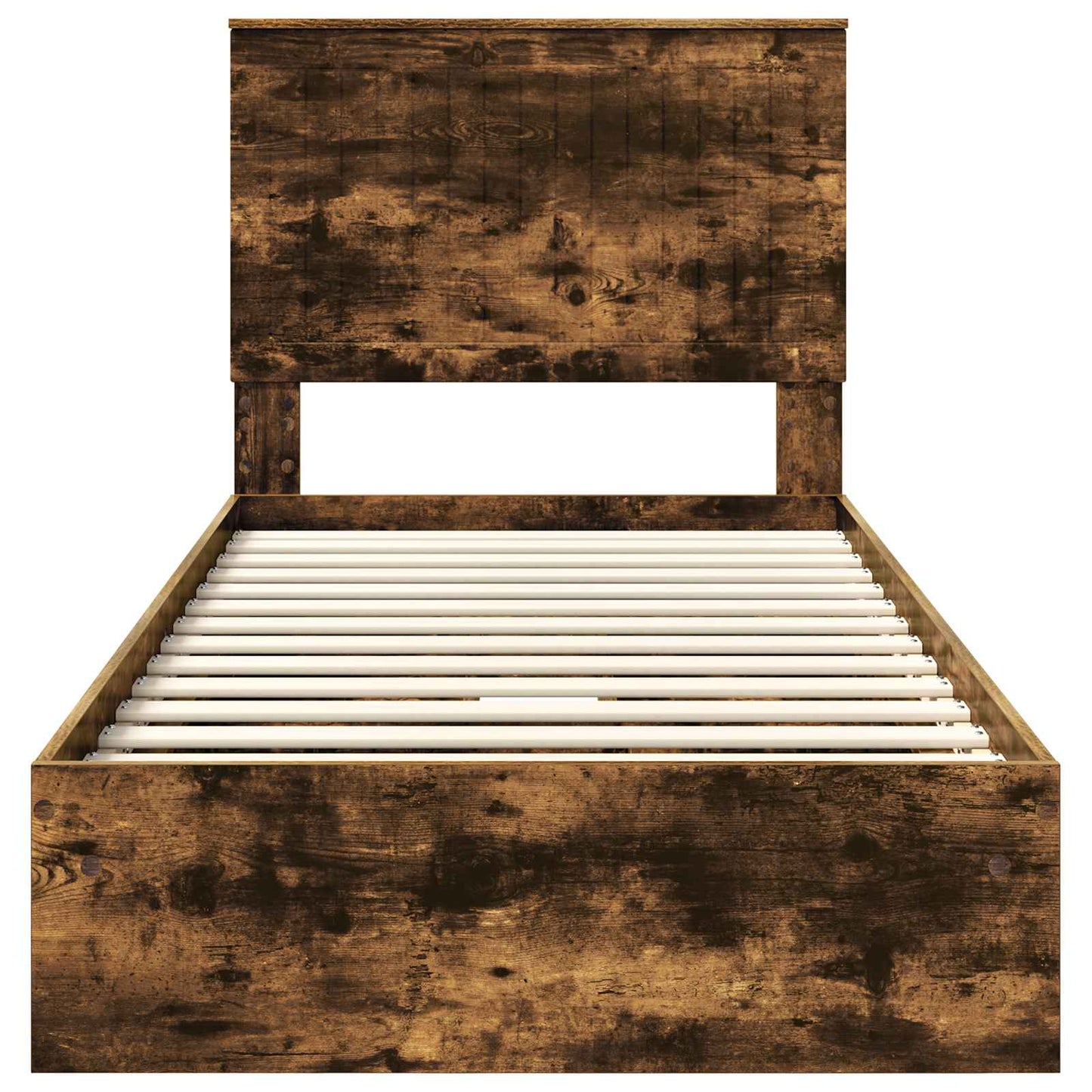 Seng med Oppbevaring Røkt eik 90 x 190 cm Konstruert tre