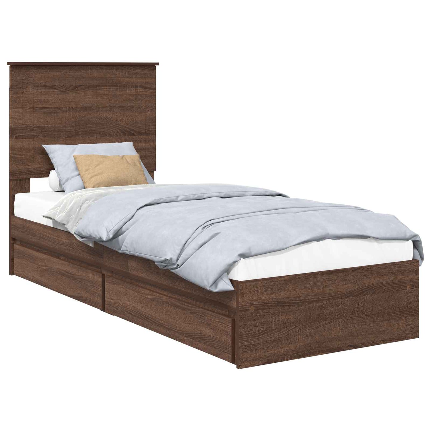 Seng med Oppbevaring Brun Eik 75 x 190 cm Konstruert tre
