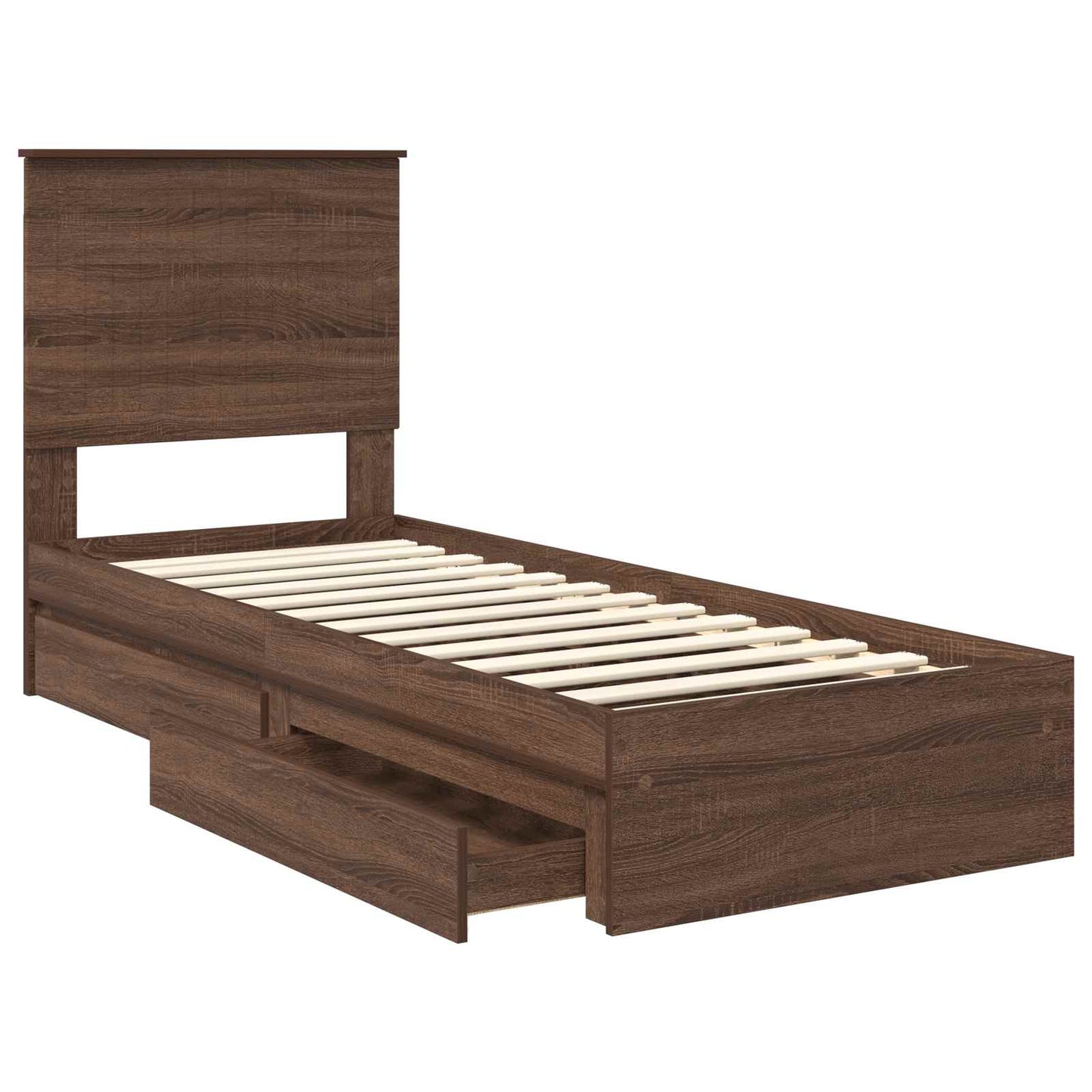 Seng med Oppbevaring Brun Eik 75 x 190 cm Konstruert tre