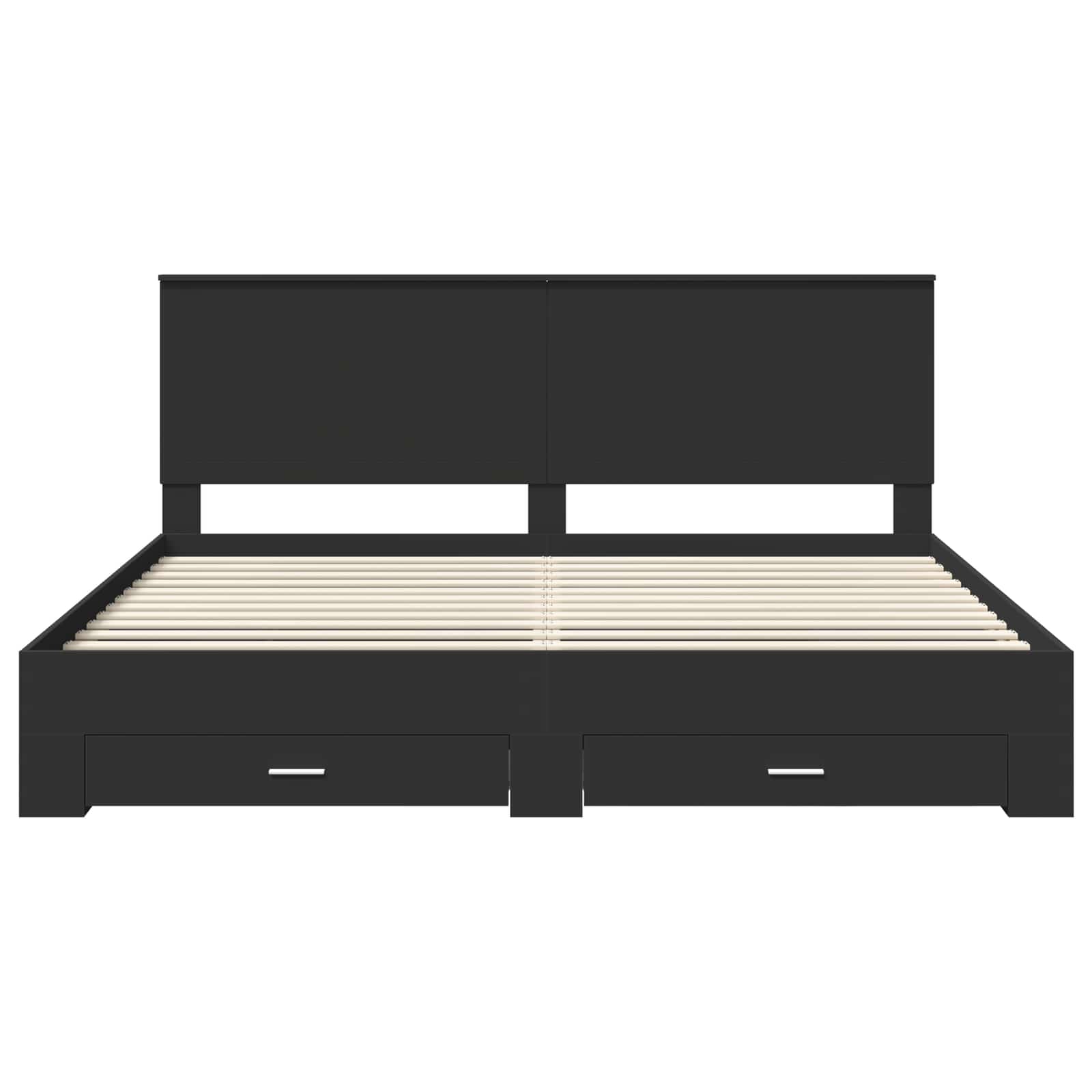 Sengestamme med skuff Svart og sølv 200 x 200 cm Konstruert tre