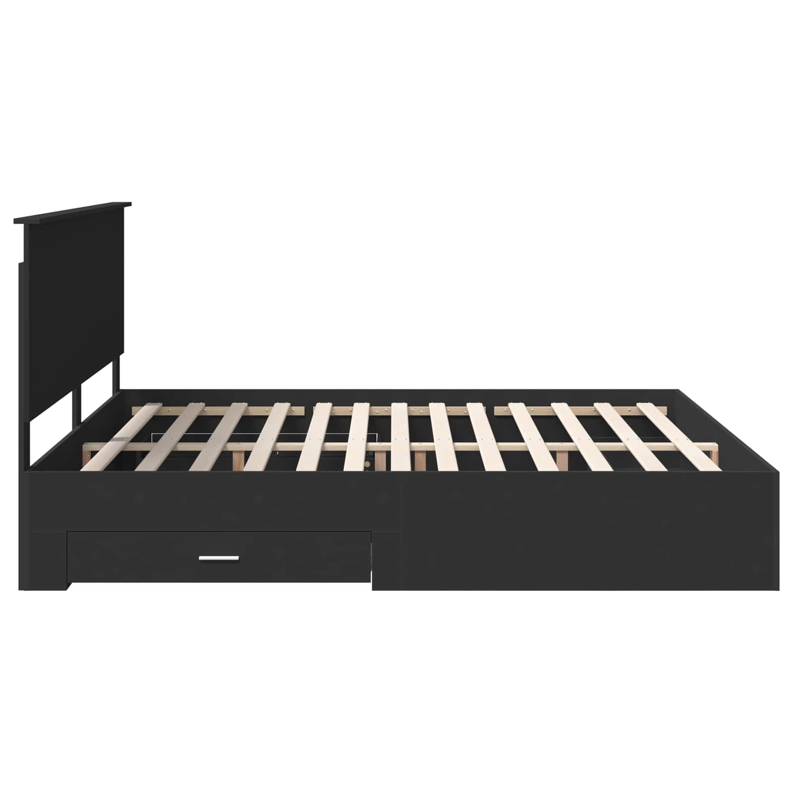 Sengestamme med skuff Svart og sølv 200 x 200 cm Konstruert tre