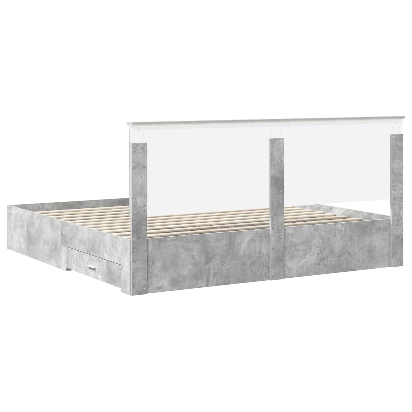 Sengestamme med skuff Betonggrå 200 x 200 cm Konstruert tre