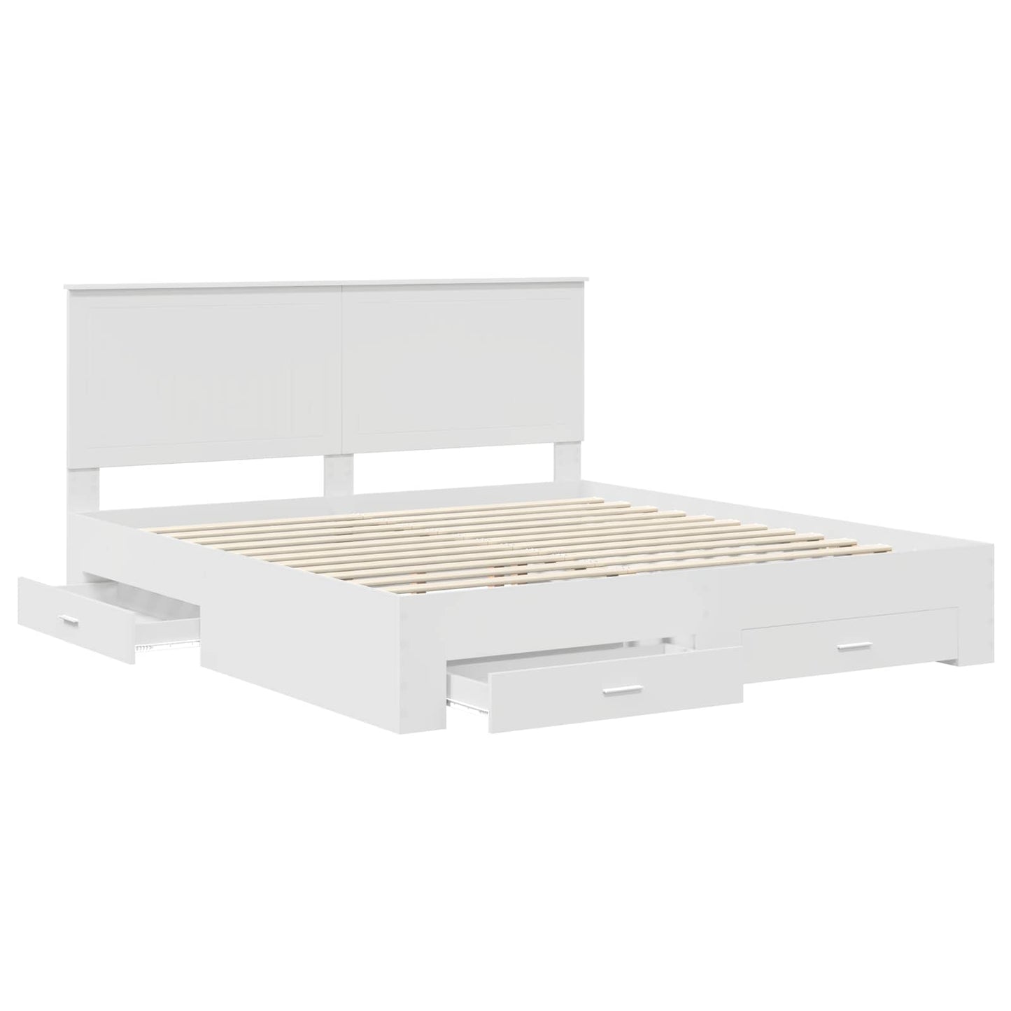 Sengestamme med hodegjerde Hvit 180 x 200 cm Konstruert tre