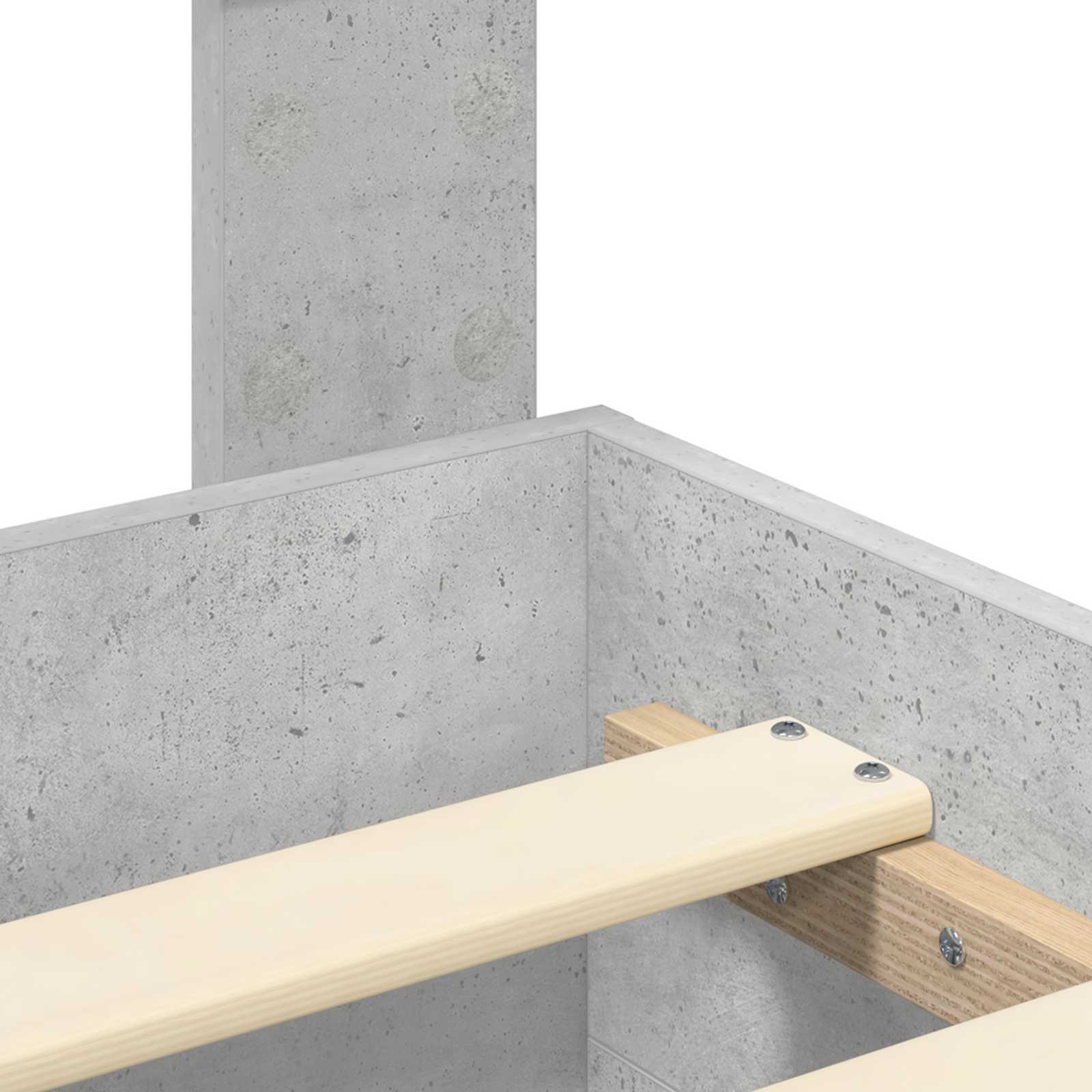Sengestamme med skuff Betonggrå 180 x 200 cm Konstruert tre