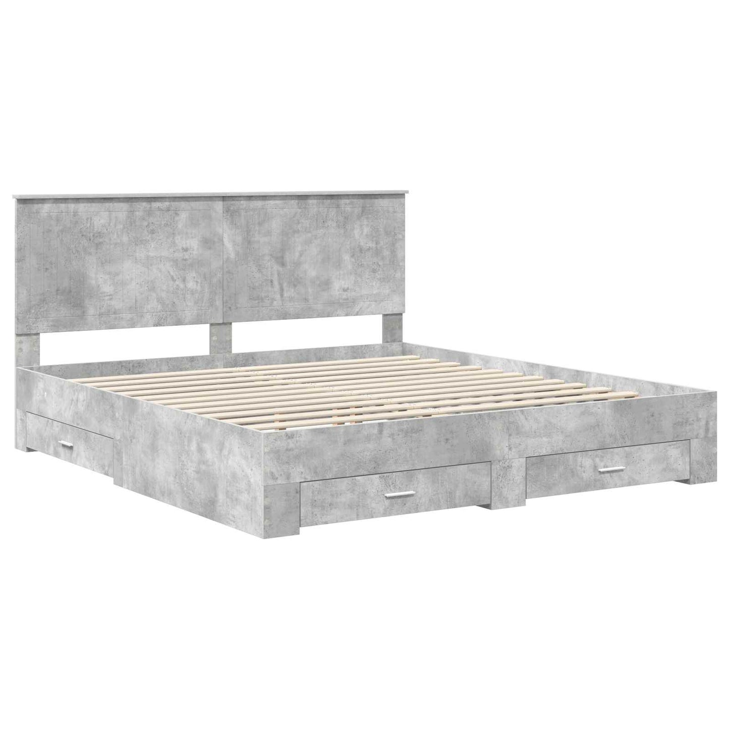 Sengestamme med skuff Betonggrå 180 x 200 cm Konstruert tre