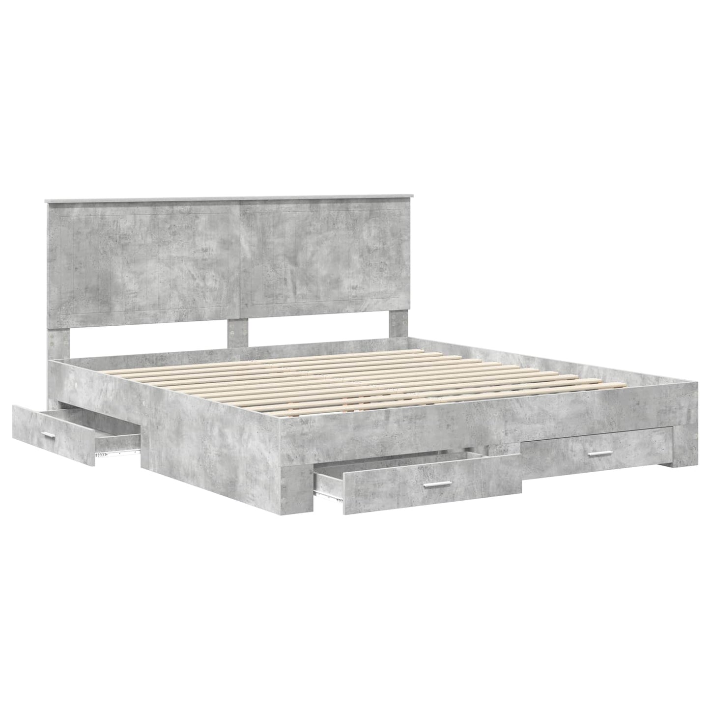 Sengestamme med skuff Betonggrå 180 x 200 cm Konstruert tre