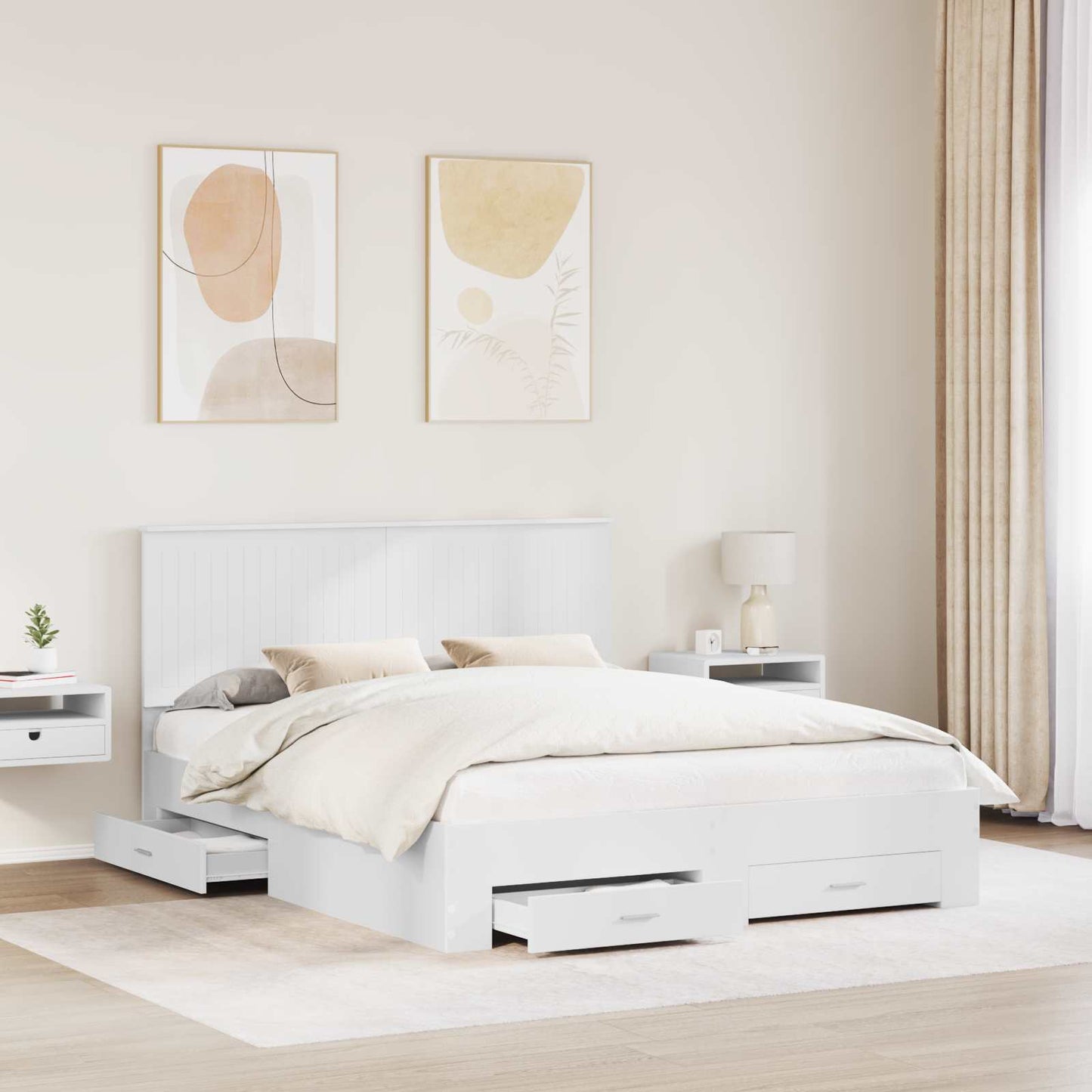Sengestamme med hodegjerde Hvit 160 x 200 cm Konstruert tre