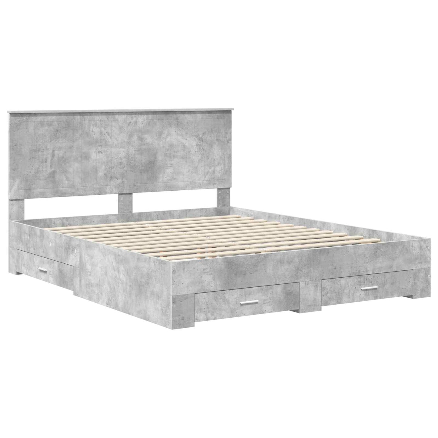 Sengestamme med skuff Betonggrå 160 x 200 cm Konstruert tre