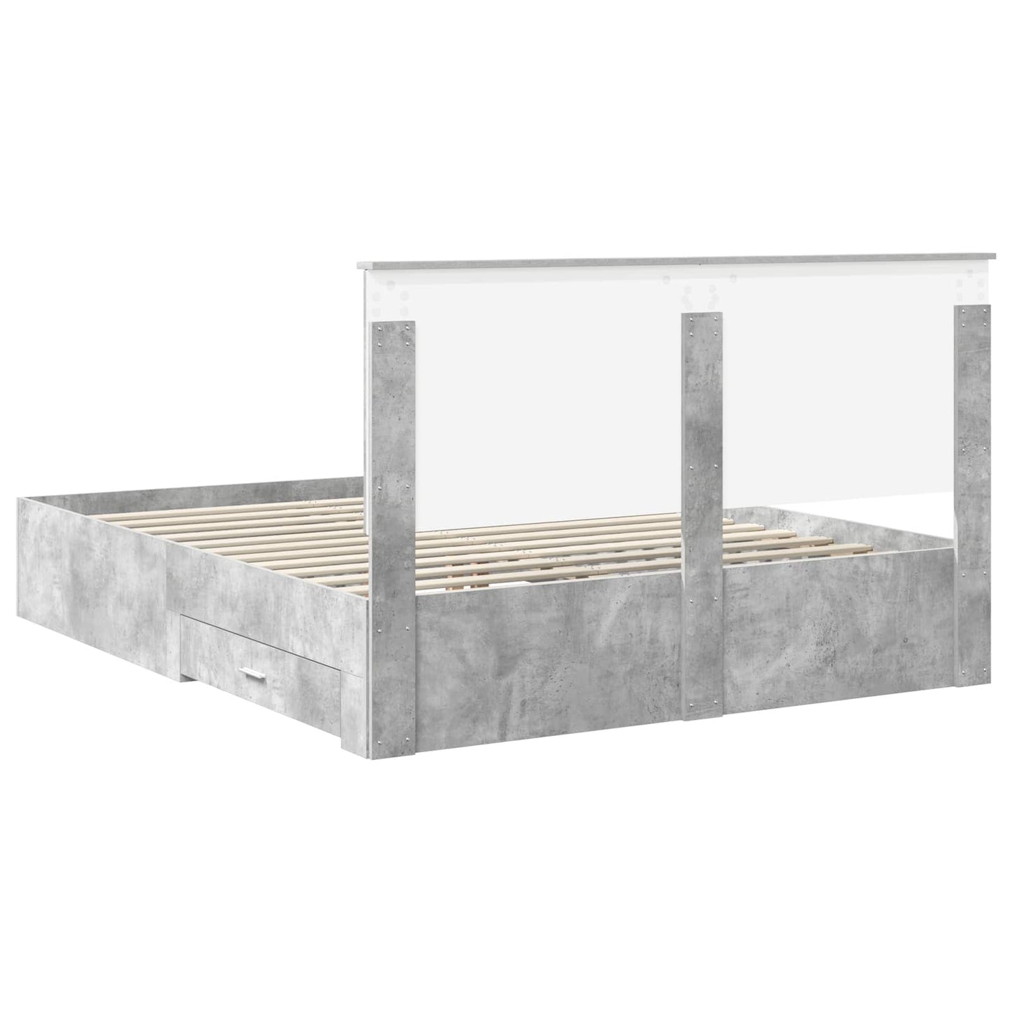 Sengestamme med skuff Betonggrå 160 x 200 cm Konstruert tre
