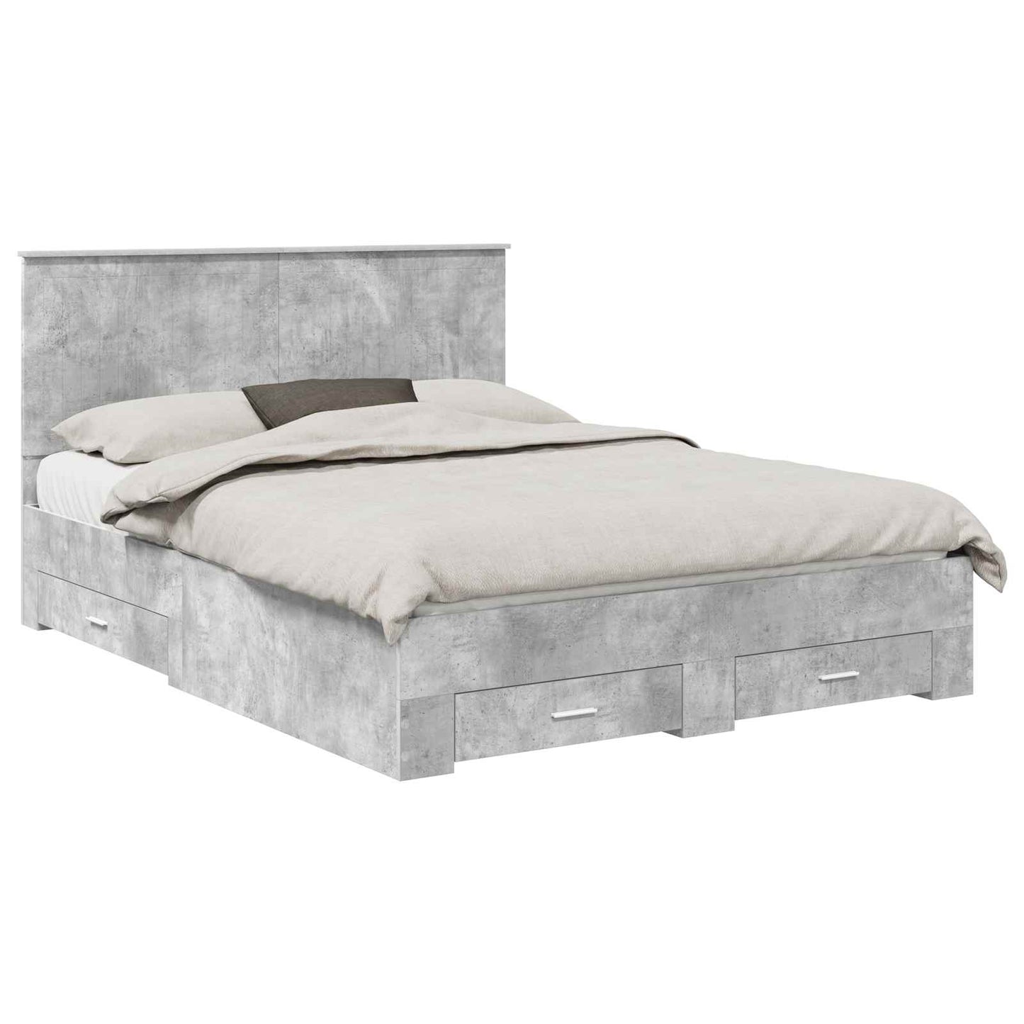 Sengestamme med skuff Betonggrå 150 x 200 cm Konstruert tre