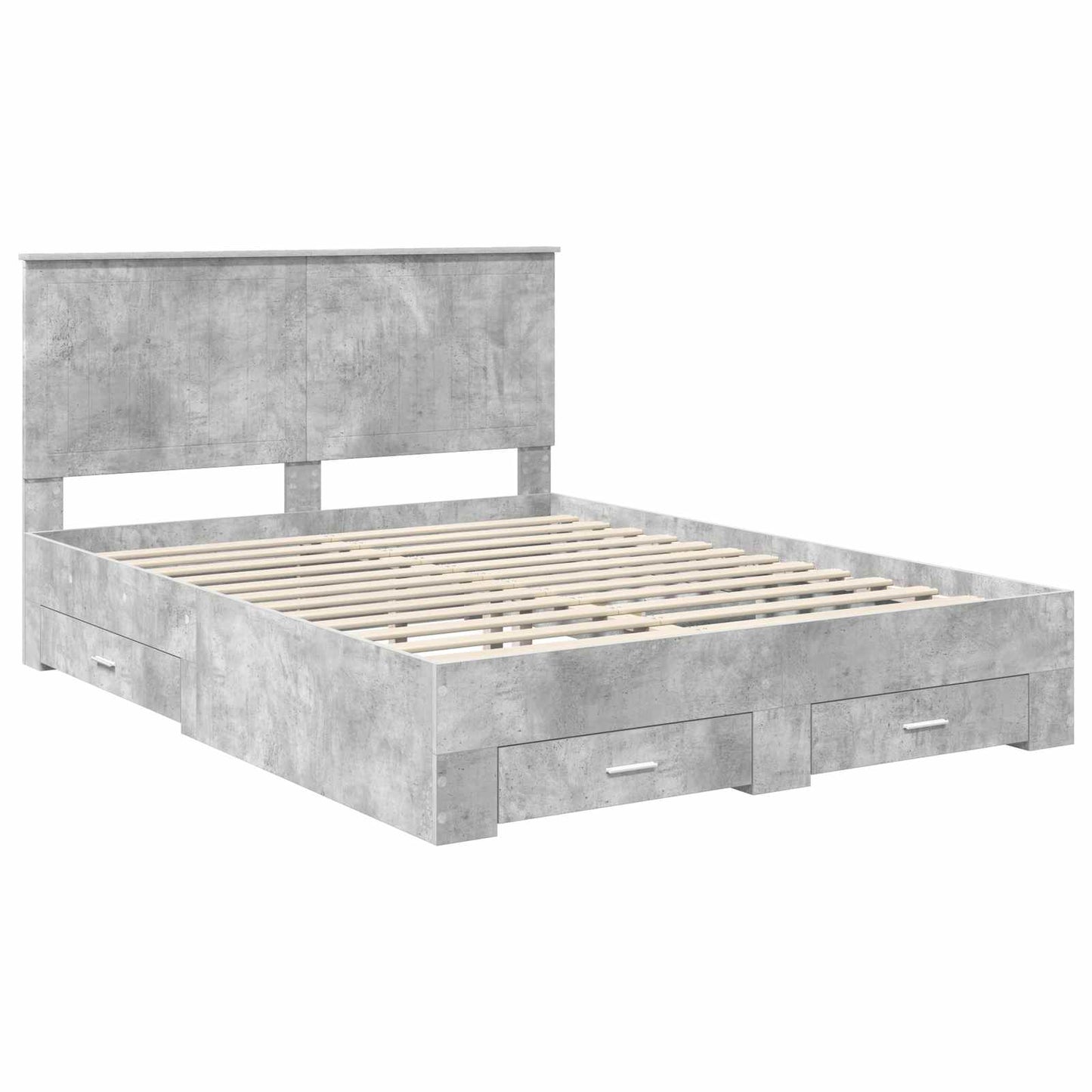 Sengestamme med skuff Betonggrå 150 x 200 cm Konstruert tre