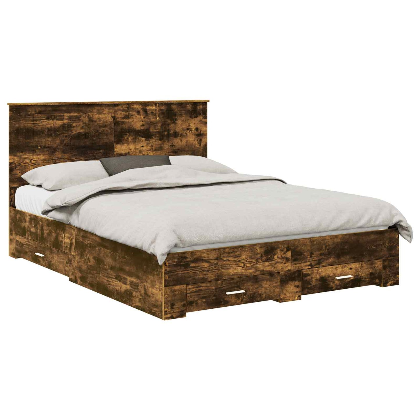 Sengestamme med hodegjerde Røkt eik 150 x 200 cm Konstruert tre