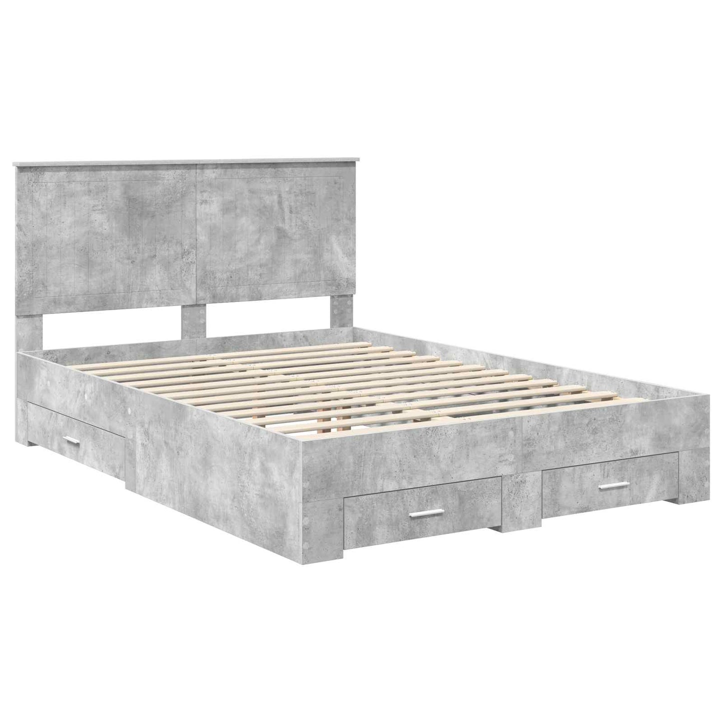 Sengestamme med skuff Betonggrå 140 x 200 cm Konstruert tre
