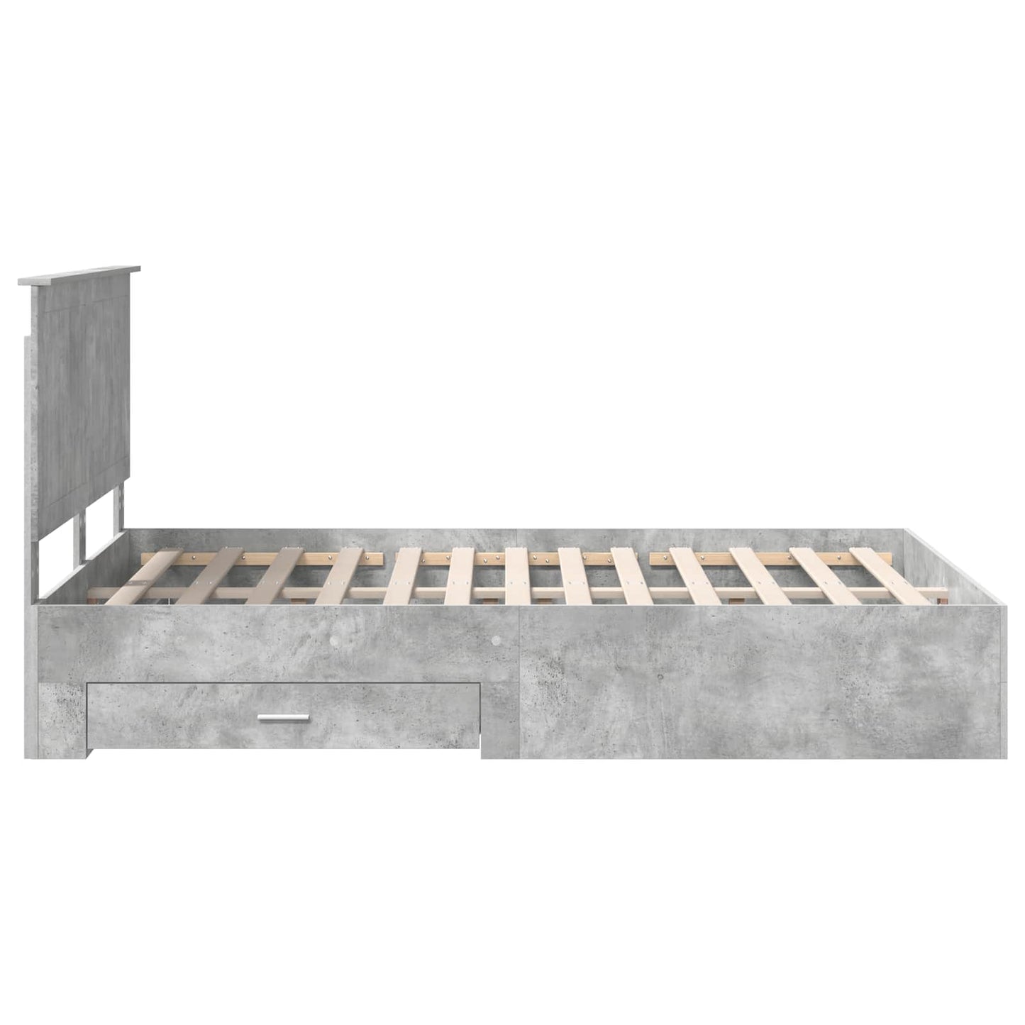 Sengestamme med skuff Betonggrå 140 x 200 cm Konstruert tre