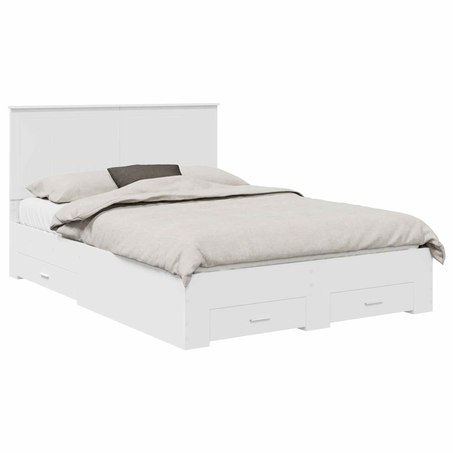 Sengestamme med hodegjerde Hvit 140 x 190 cm Konstruert tre