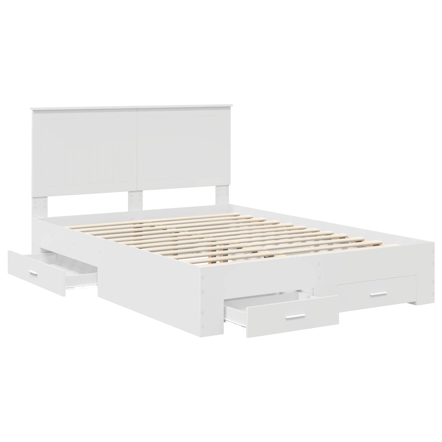 Sengestamme med hodegjerde Hvit 140 x 190 cm Konstruert tre