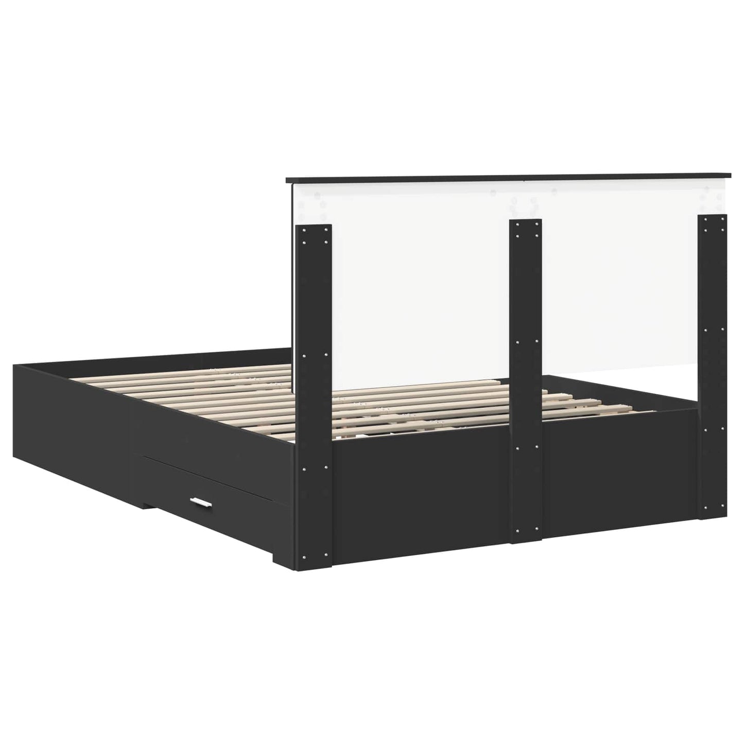 Sengestamme med hodegjerde Svart 135 x 190 cm Konstruert tre