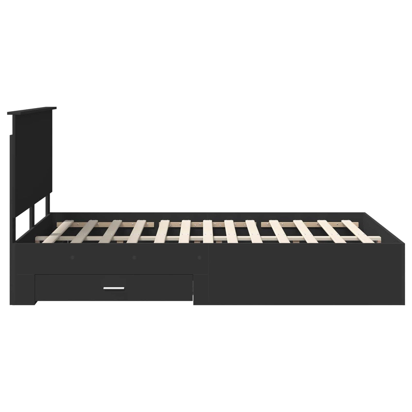 Sengestamme med hodegjerde Svart 135 x 190 cm Konstruert tre